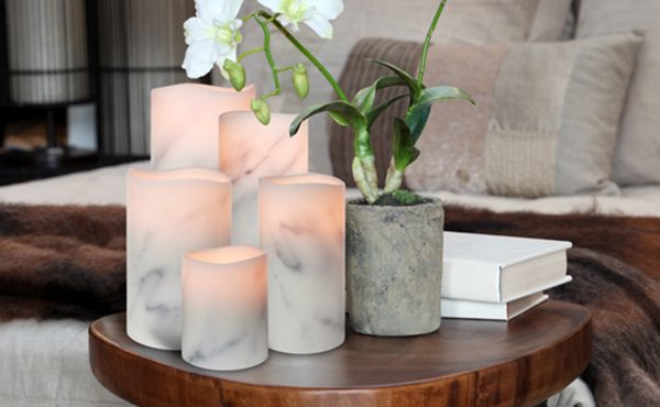 Enjoy Carrara Marble flameless candles