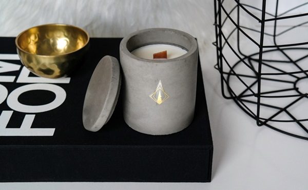 Polished concrete candle