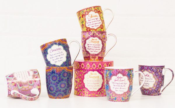 Colourful range of mugs