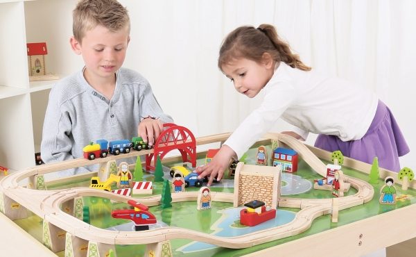 Wooden train sets for Christmas