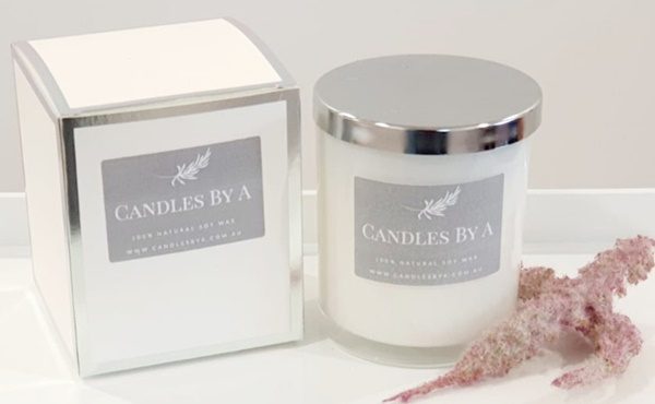 100% soy wax scented candle