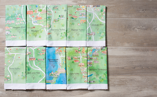 New wine maps and aprons from Palatable Tea Towels